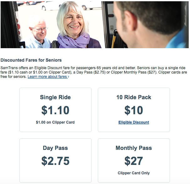 SamTrans Seniors Landing Page